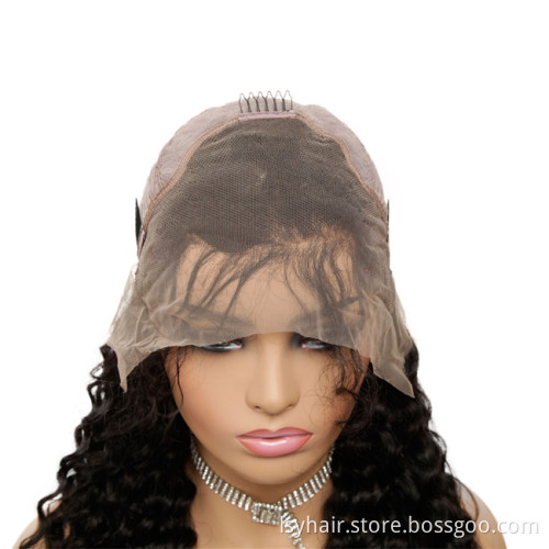 Lace Frontal Wigs Human Curly Hair 250 Peruvian Remy Dens Lace Wigs without Glue for Black Women Deep Curly Hair Wigs
